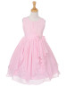 Pleated Chiffon Ruffle Knee Length Flower Girl Dress With Beaded Sash